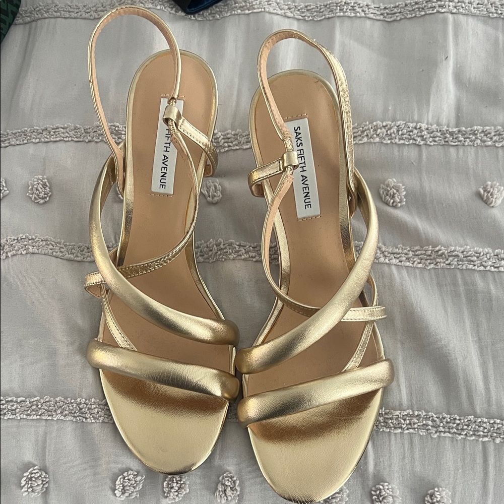 Saks Fifth Avenue Metallic Gold Strappy Sandals